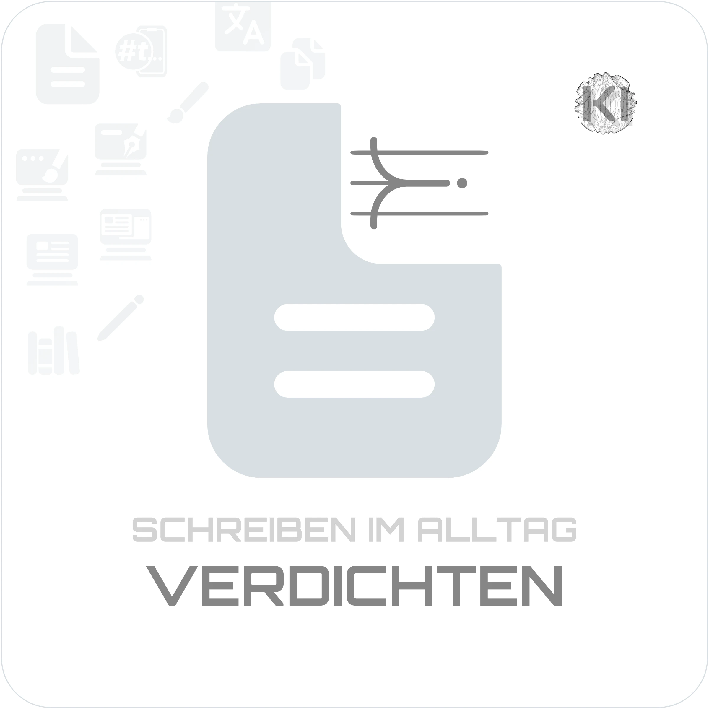 Texte – VERDICHTEN: Dokument Blatt Symbol mit geknickter Ecke als Symbol für klare und reduzierte Formulierungen im Alltag