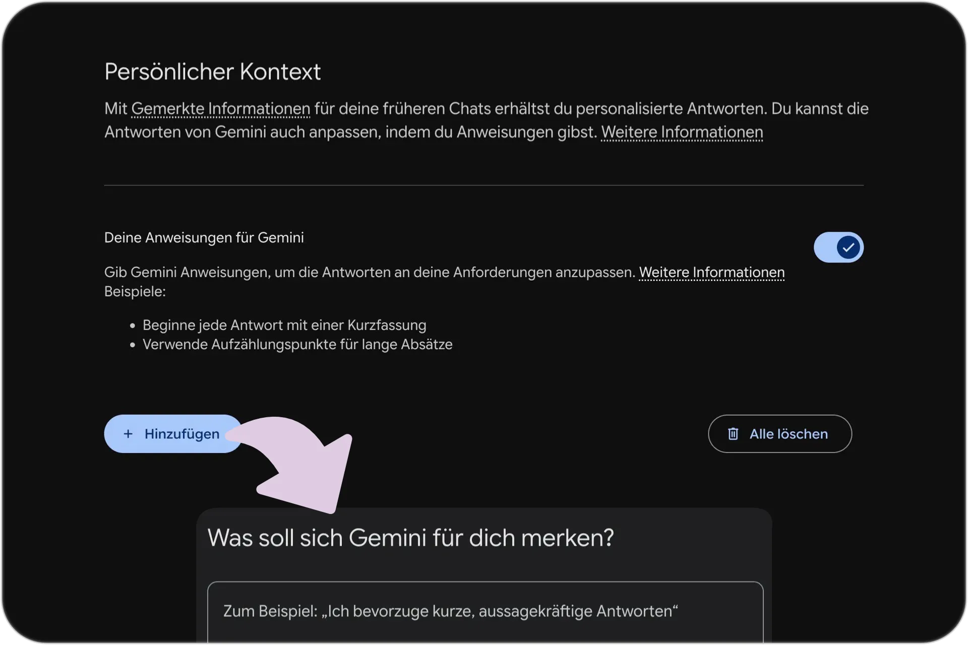 Gemini Personalisierung – individuelle Anweisungen in den Einstellungen für bessere KI-Antworten