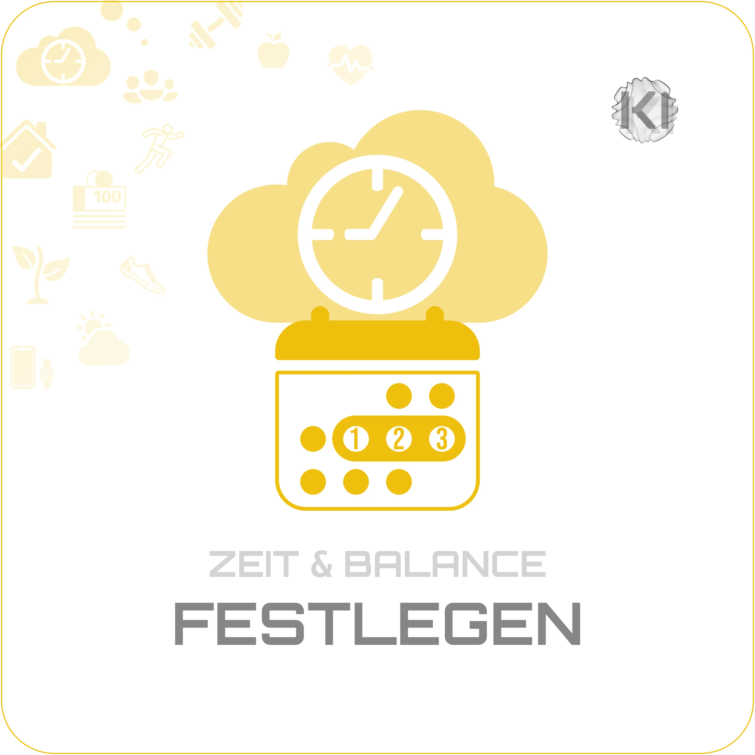 Alltag – FESTLEGEN: Wolke mit Uhr Icon als Symbol für verbindliche Tagesplanung im Alltag für mehr Übersicht