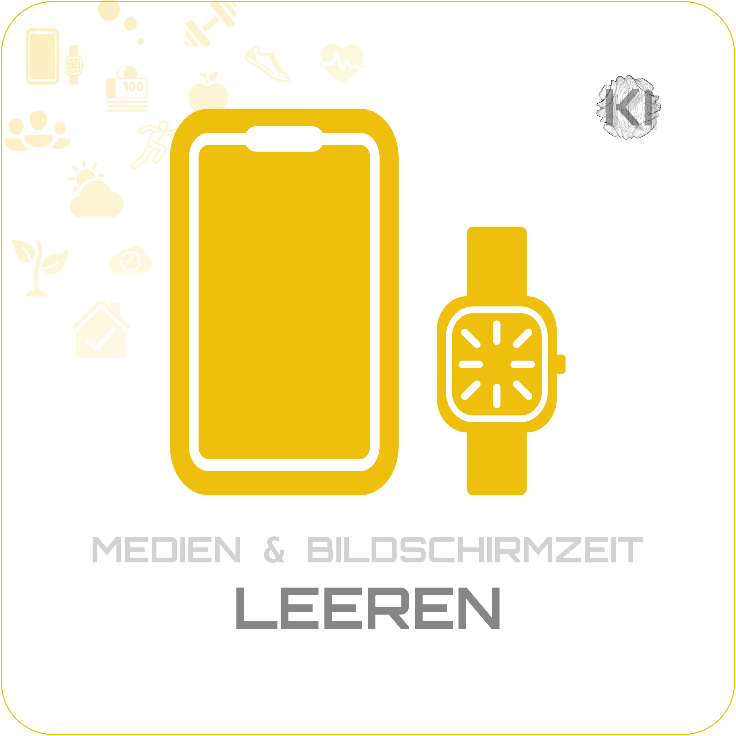 Alltag – LEEREN: Smartphone & Smartwatch Icon als Symbol für dauerhaft geordnetes E-Mail-System im Alltag