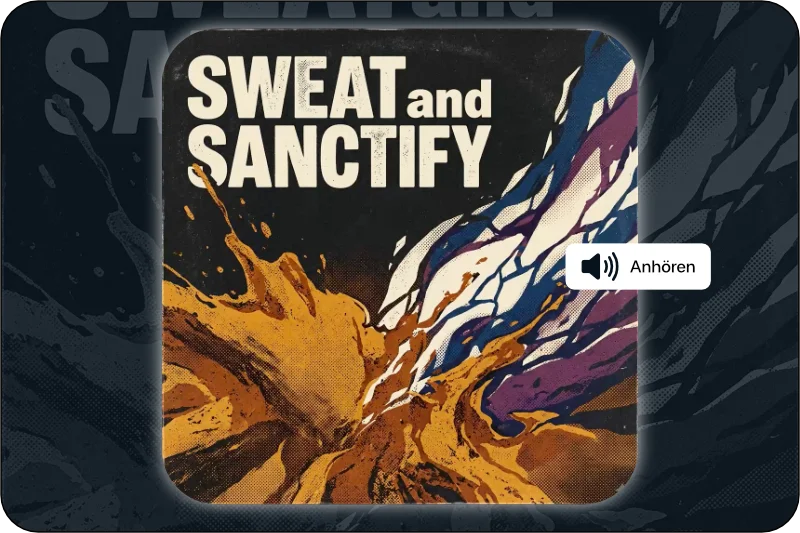 KI-generiertes Coverbild zu „Sweat and Sanctify“ mit abstrakter Bewegung, warmen Farben und atmosphärischem Club-Look