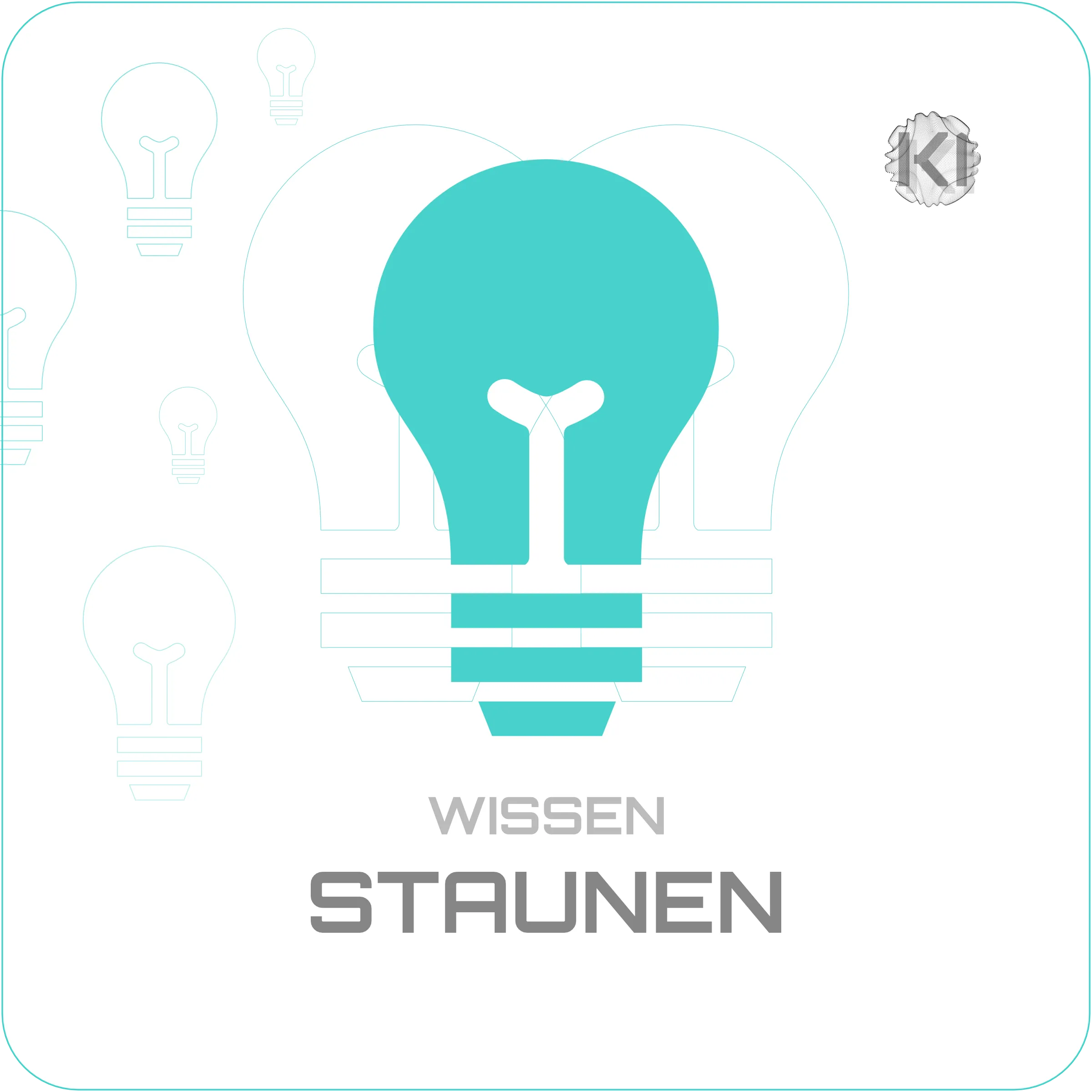 Starter – Wissen – Staunen: Zentrale Glühbirne als Symbol für Neugier und neues Wissen im persönlichen Lernkontext.