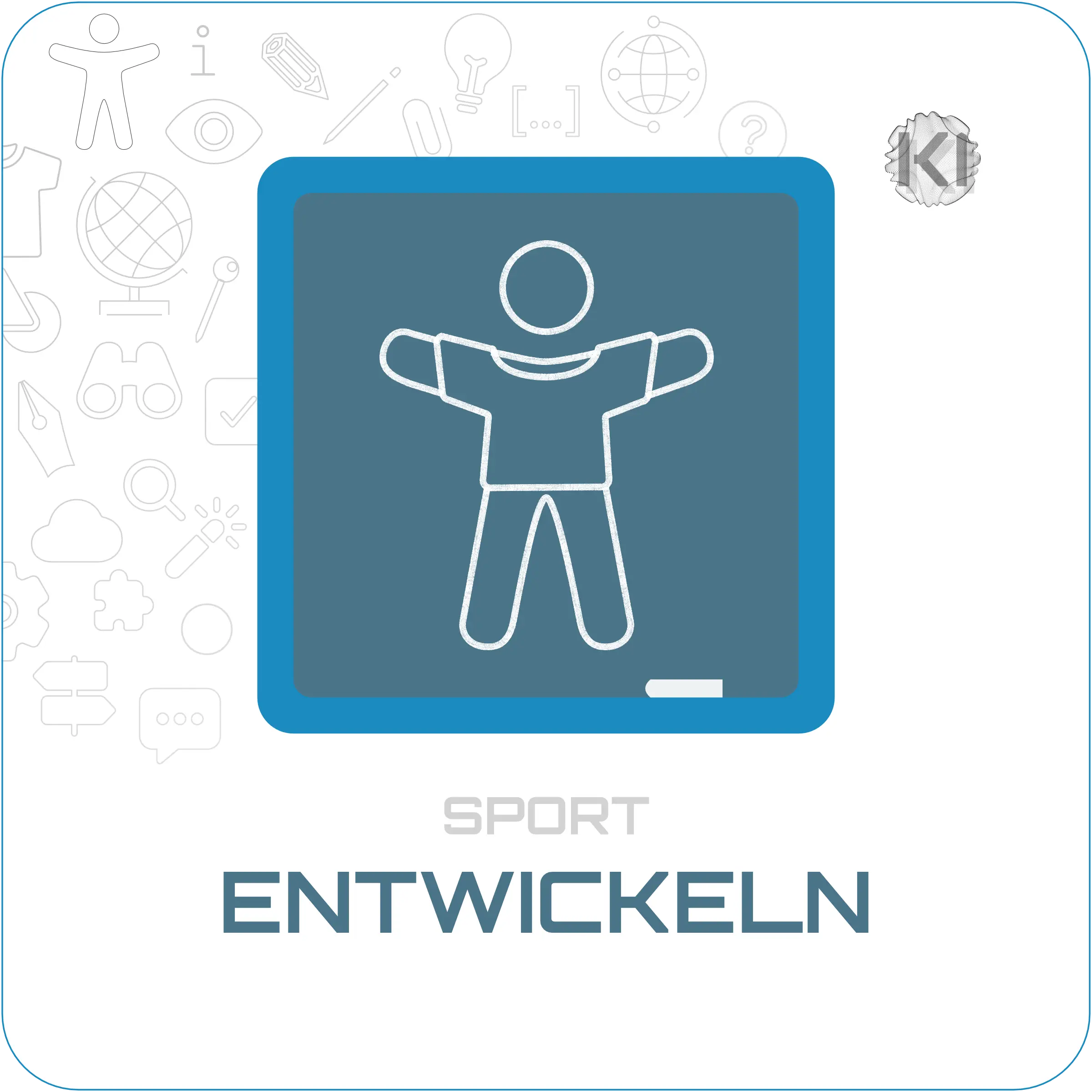 Schulfach – Sport – Entwickeln: Mensch-Symbol mit gestreckten Armen als Metapher für sportliche Entwicklung