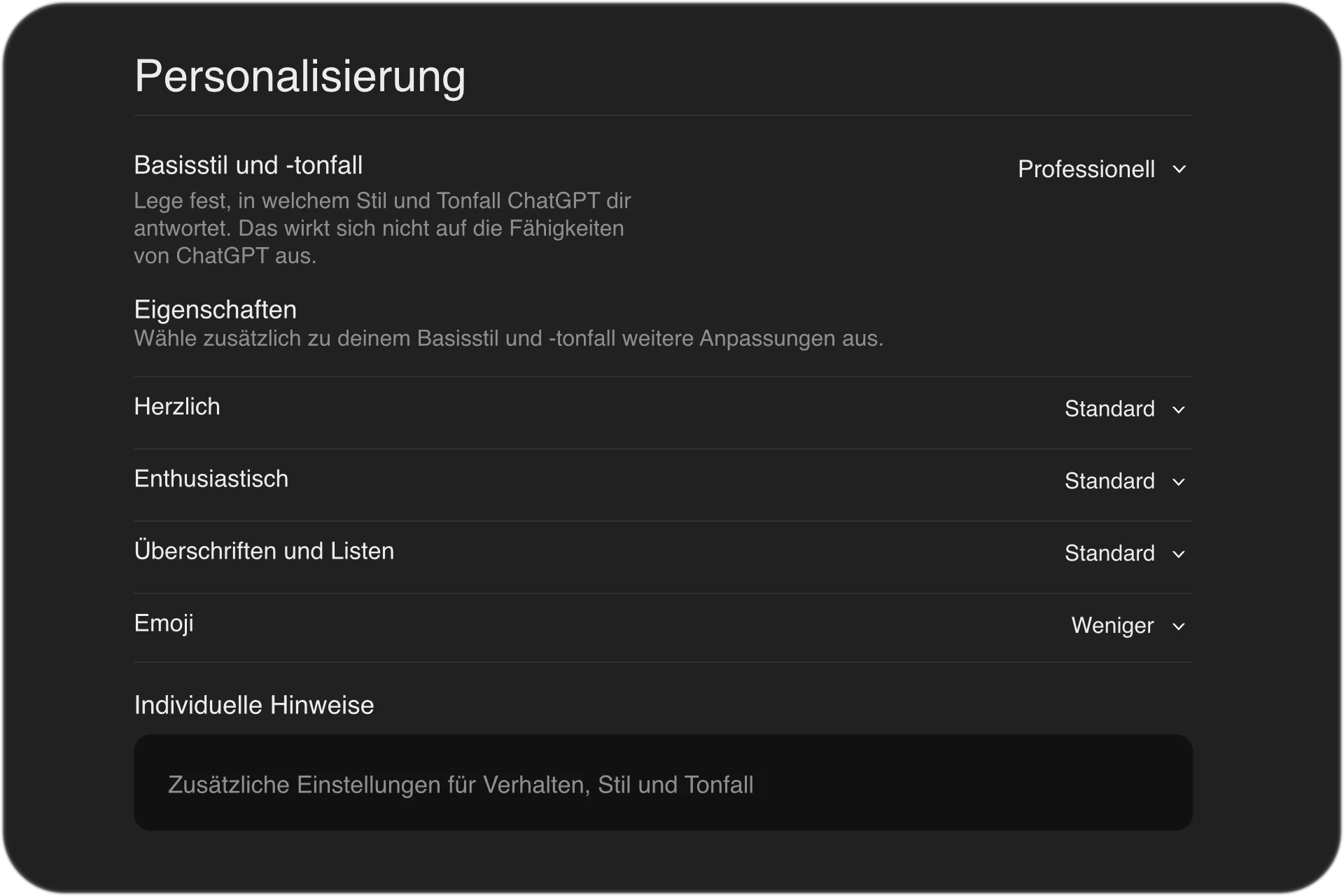 ChatGPT Personalisierung – individuelle Anweisungen in den Einstellungen für bessere KI-Antworten