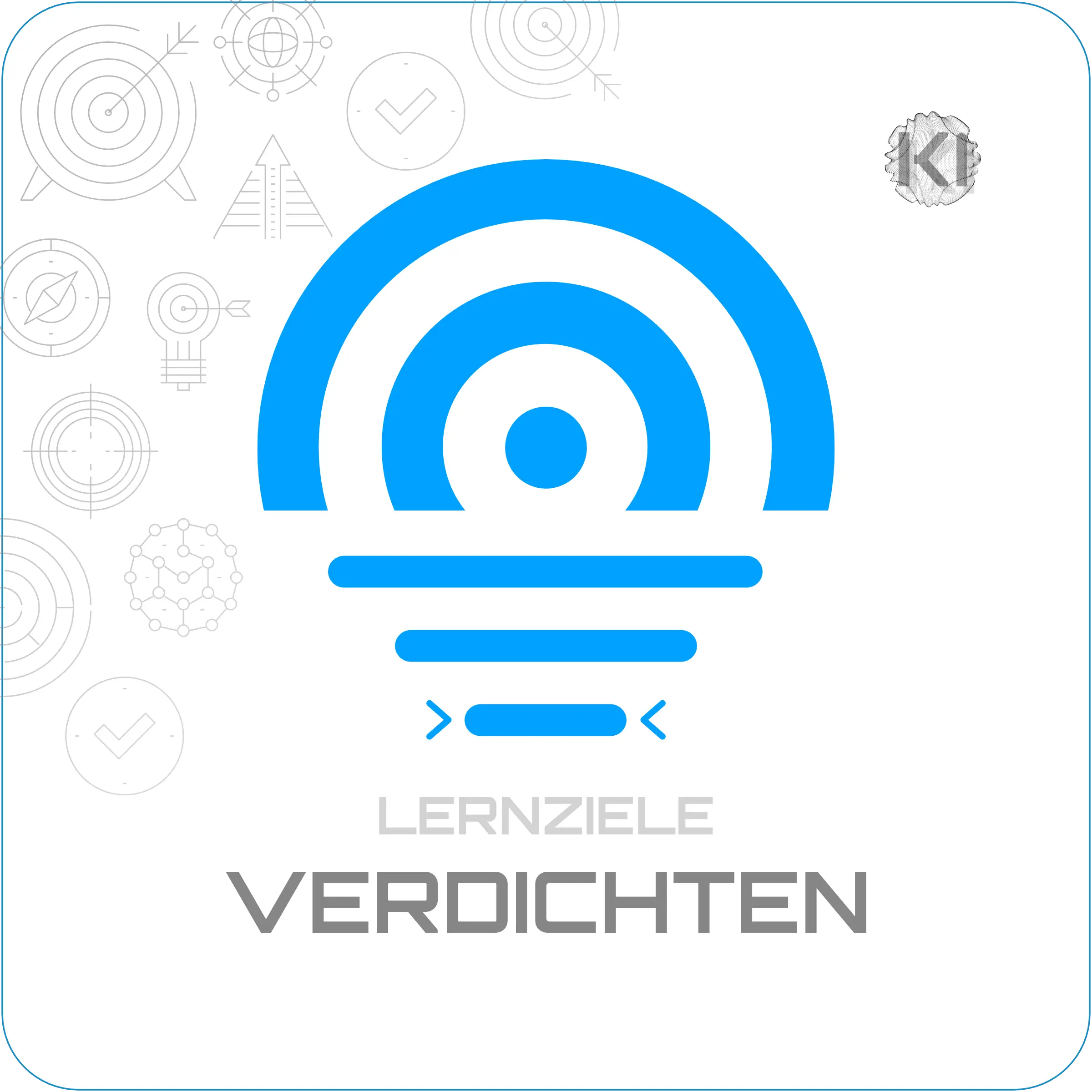 Lernziele – Verdichten: Kompakte Zielmarke mit reduziertem Aufbau als Symbol für das Zusammenfassen und Ordnen von Informationen.