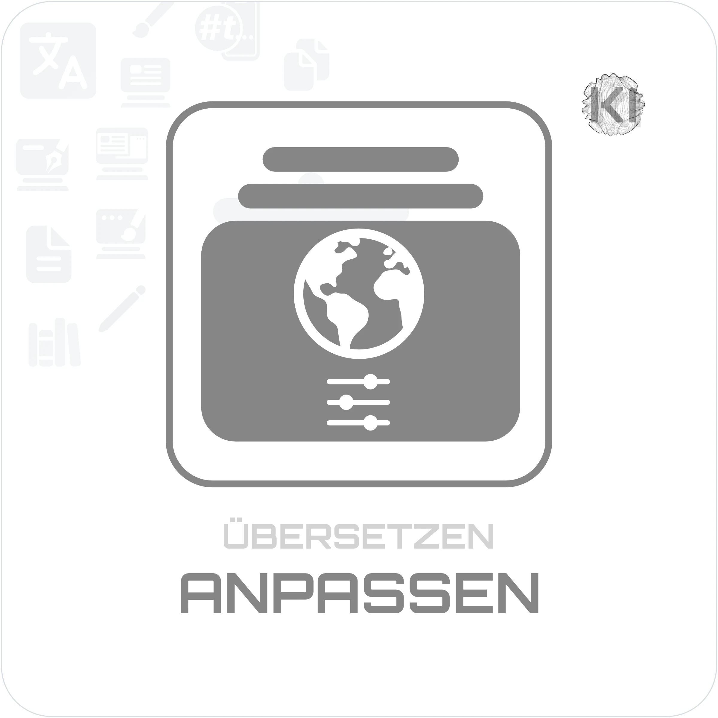 Texte – ANPASSEN: Zeichen mit 文 und A als Symbol für sprachliche und stilistische Anpassung von Website-Inhalten