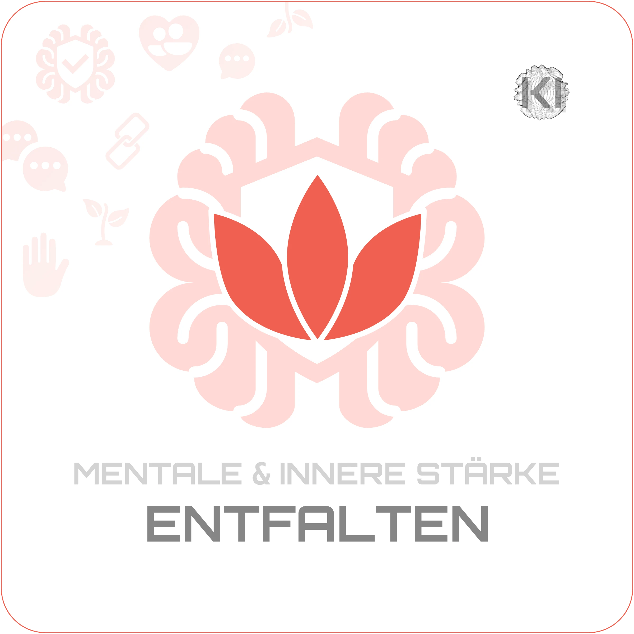Privat – ENTFALTEN: Gehirn-Icon mit Schild und Häkchen als Symbol für mentale Stärke, Selbstfürsorge und emotionale Stabilität