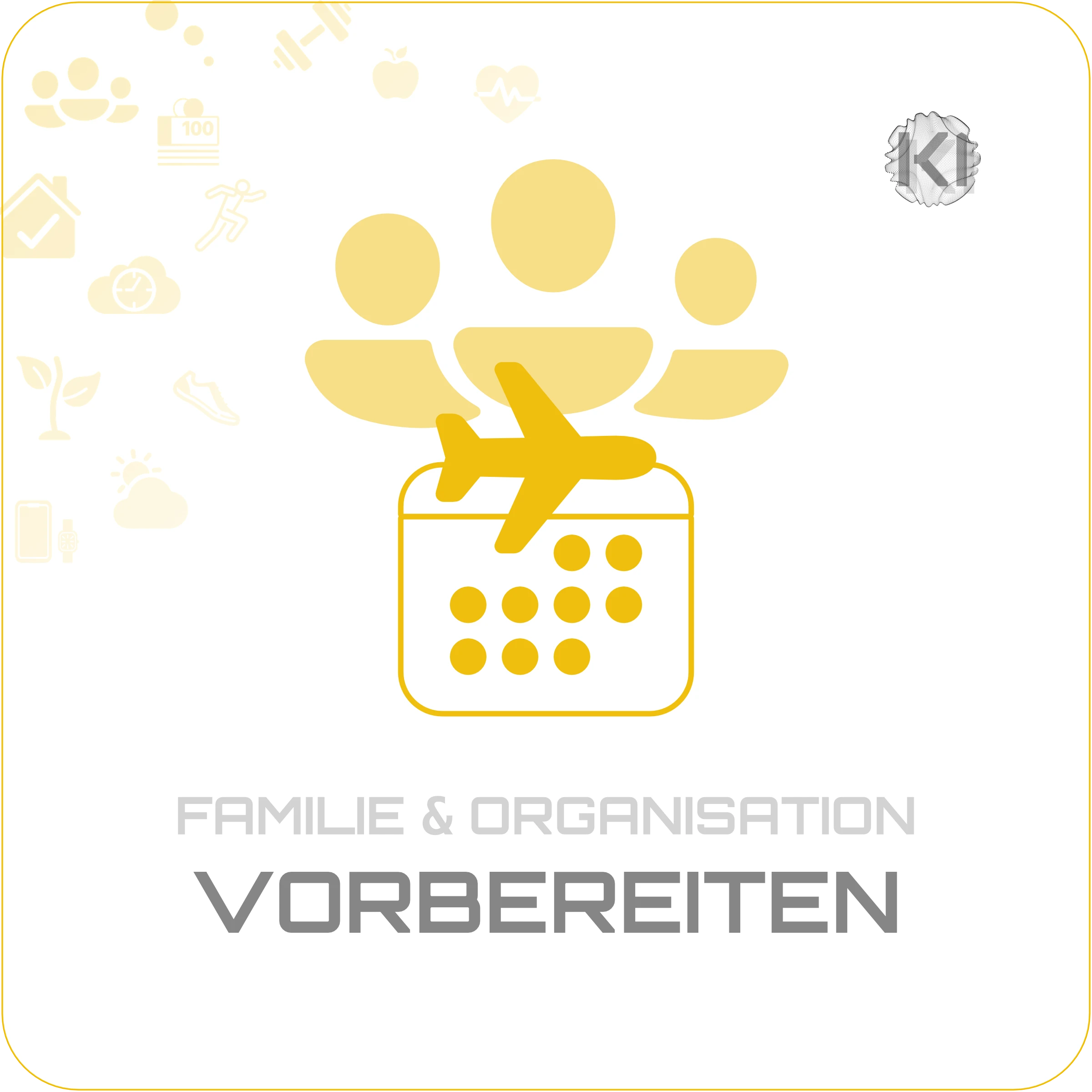 Alltag – VORBEREITEN: Persona-Icon als Symbol für strukturierte Urlaubsplanung mit Kindern im Familienkontext