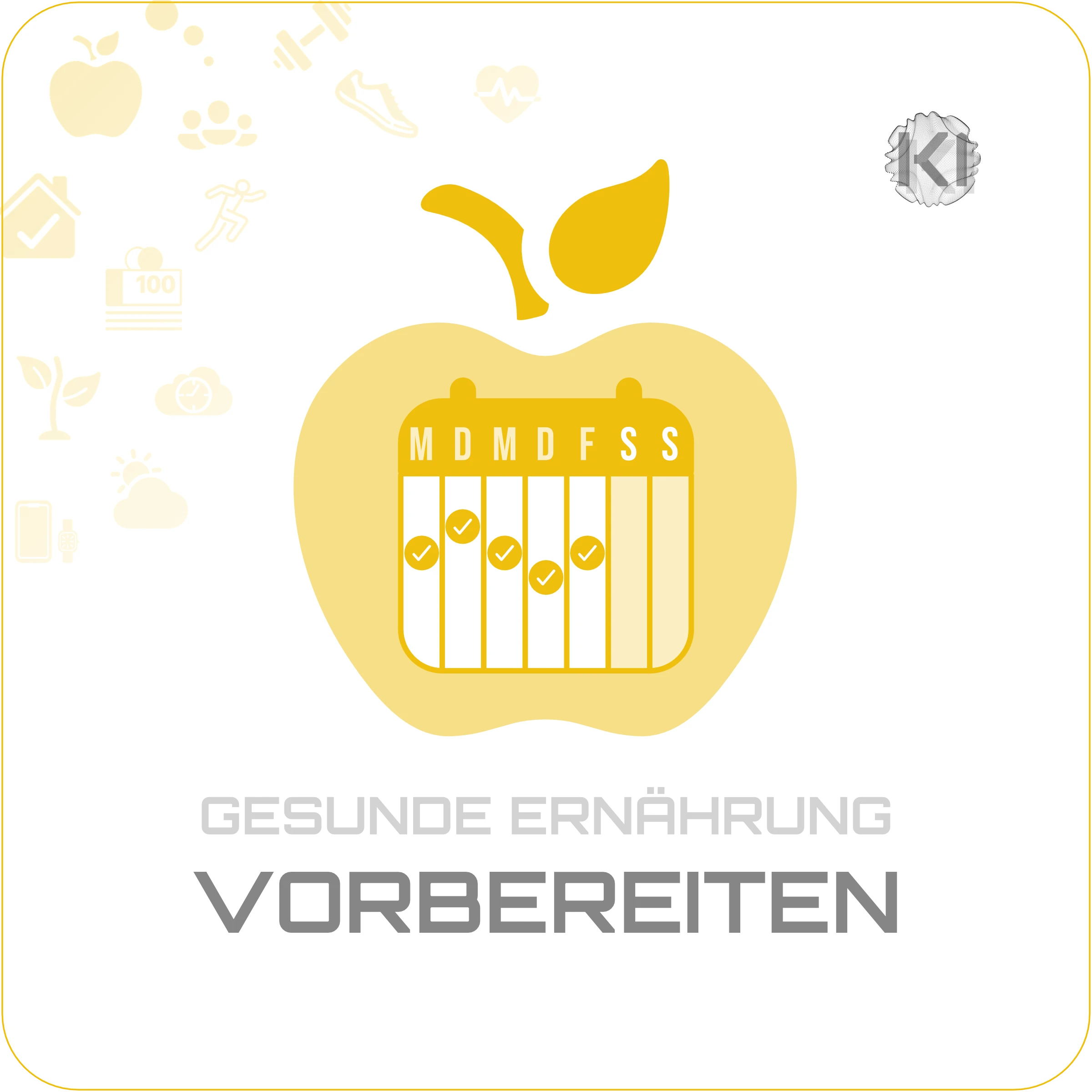 Alltag – VORBEREITEN: Apfel Icon als Symbol für geplante Ernährung im Wochenverlauf im Alltag