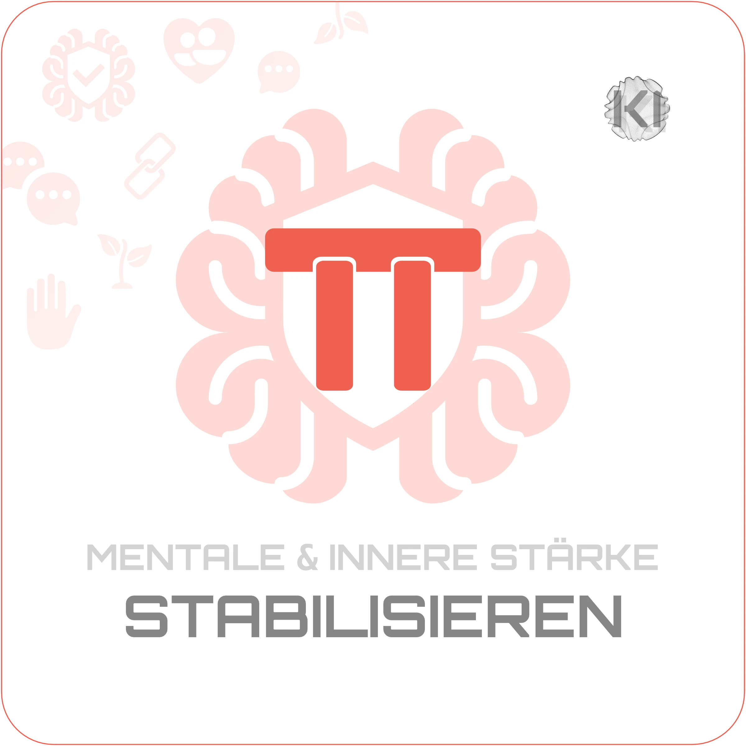 Privat – STABILISIEREN: Gehirn-Icon mit Schild und Häkchen als Symbol für Widerstandskraft und inneren Halt in Krisenzeiten