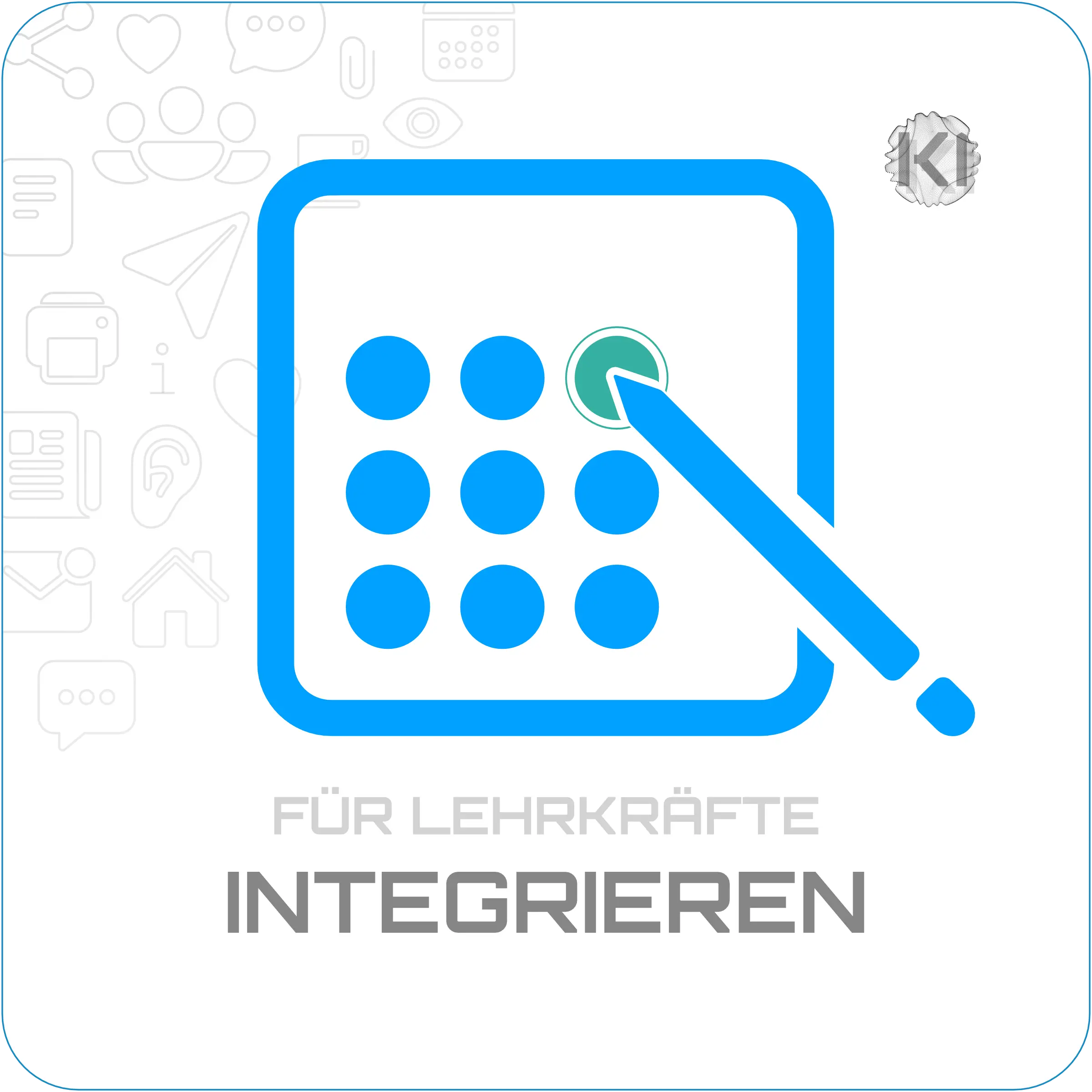 Für Lehrkräfte – Integrieren: Grafisch-farbliche Kreise als Metapher für eingebettete digitale Lernwerkzeuge im Unterricht.