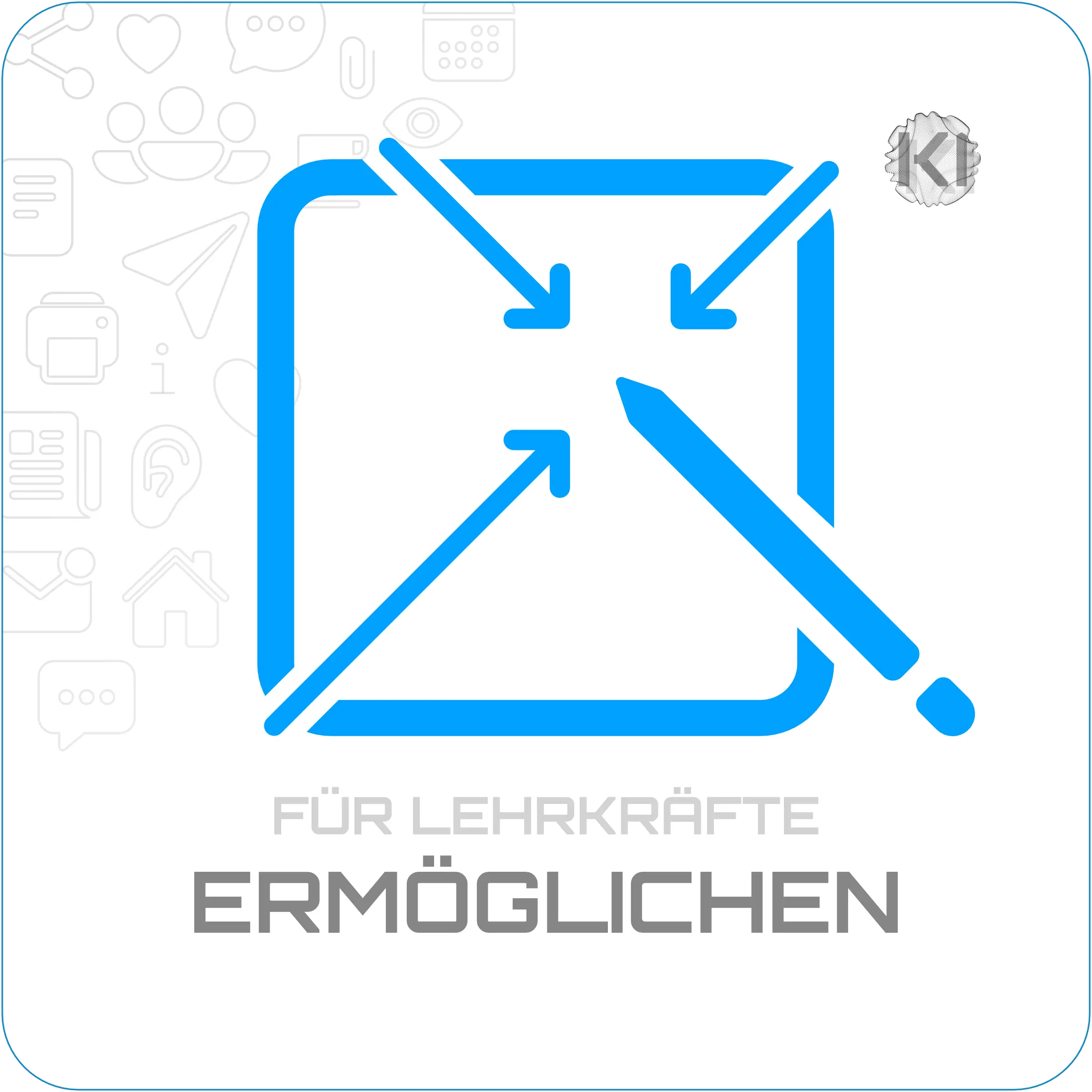 Für Lehrkräfte – Ermöglichen: Grafisches Viereck mit geöffneten Zugängen und Pfeilen als Metapher für Teilhabe und Vielfalt im Unterricht.