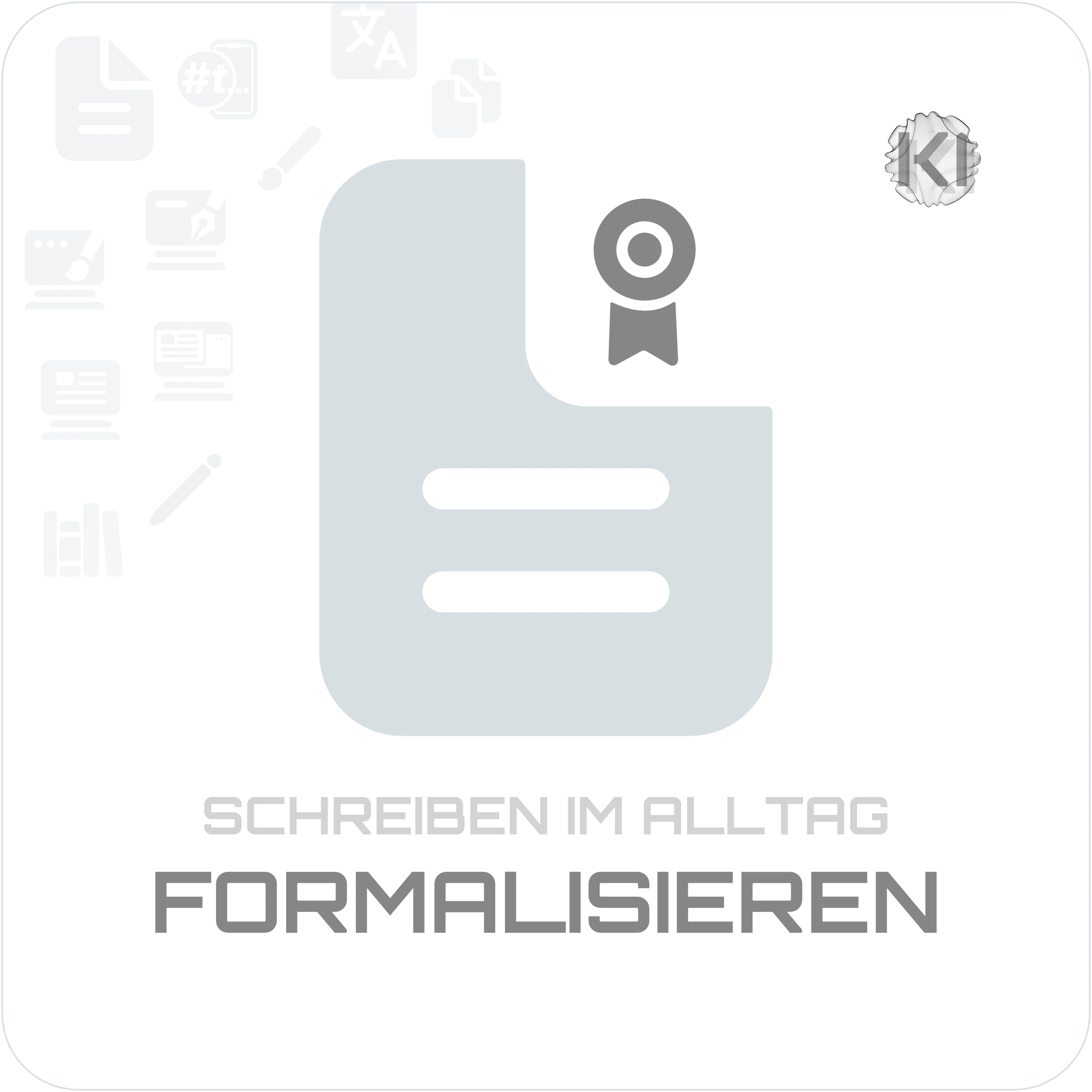 Texte – FORMALISIEREN: Dokument-Blatt-Symbol mit geknickter Ecke als Symbol Metapher für strukturierten Aufbau und formelle Kommunikation