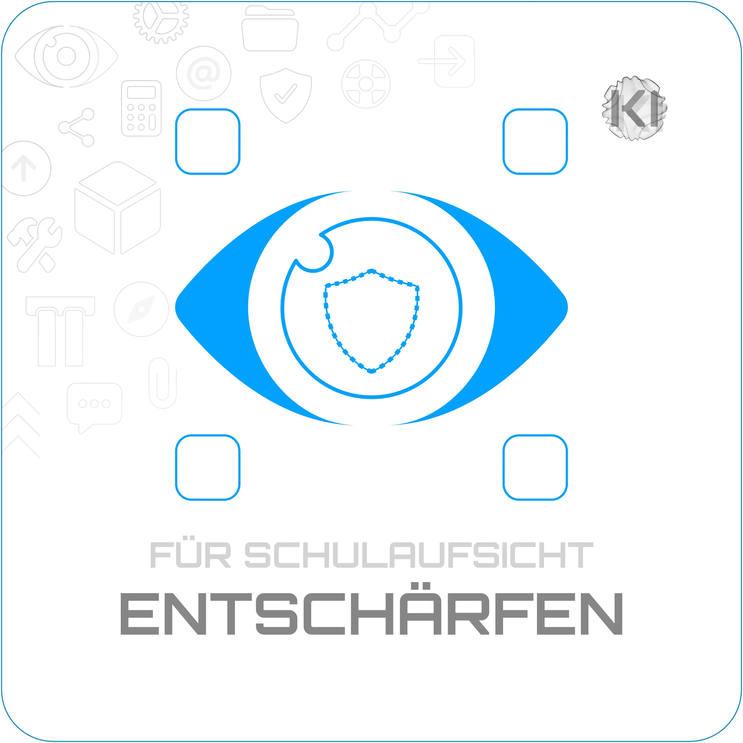 Für Schulaufsicht – Entschärfen: Leichtes gepunktetes Schutzschild als Metapher für Konfliktlösung und souveräne Fallbearbeitung.