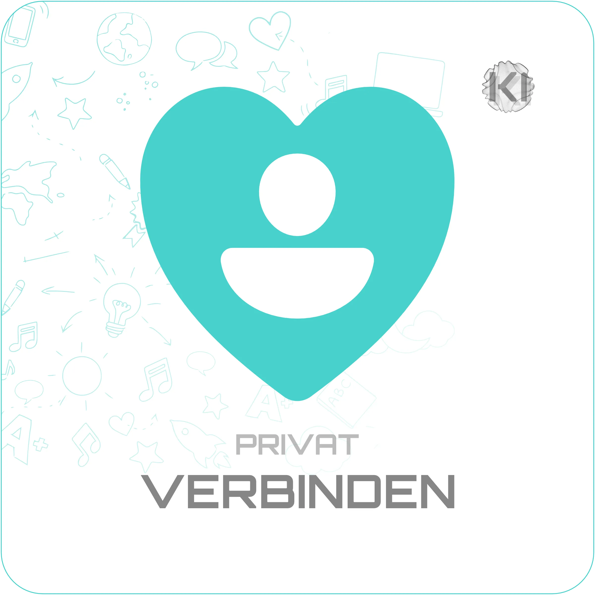 Starter – Privat – Verbinden: Herzsymbol mit Person als Metapher für Beziehungen, Nähe und vertiefte Gespräche im privaten Alltag