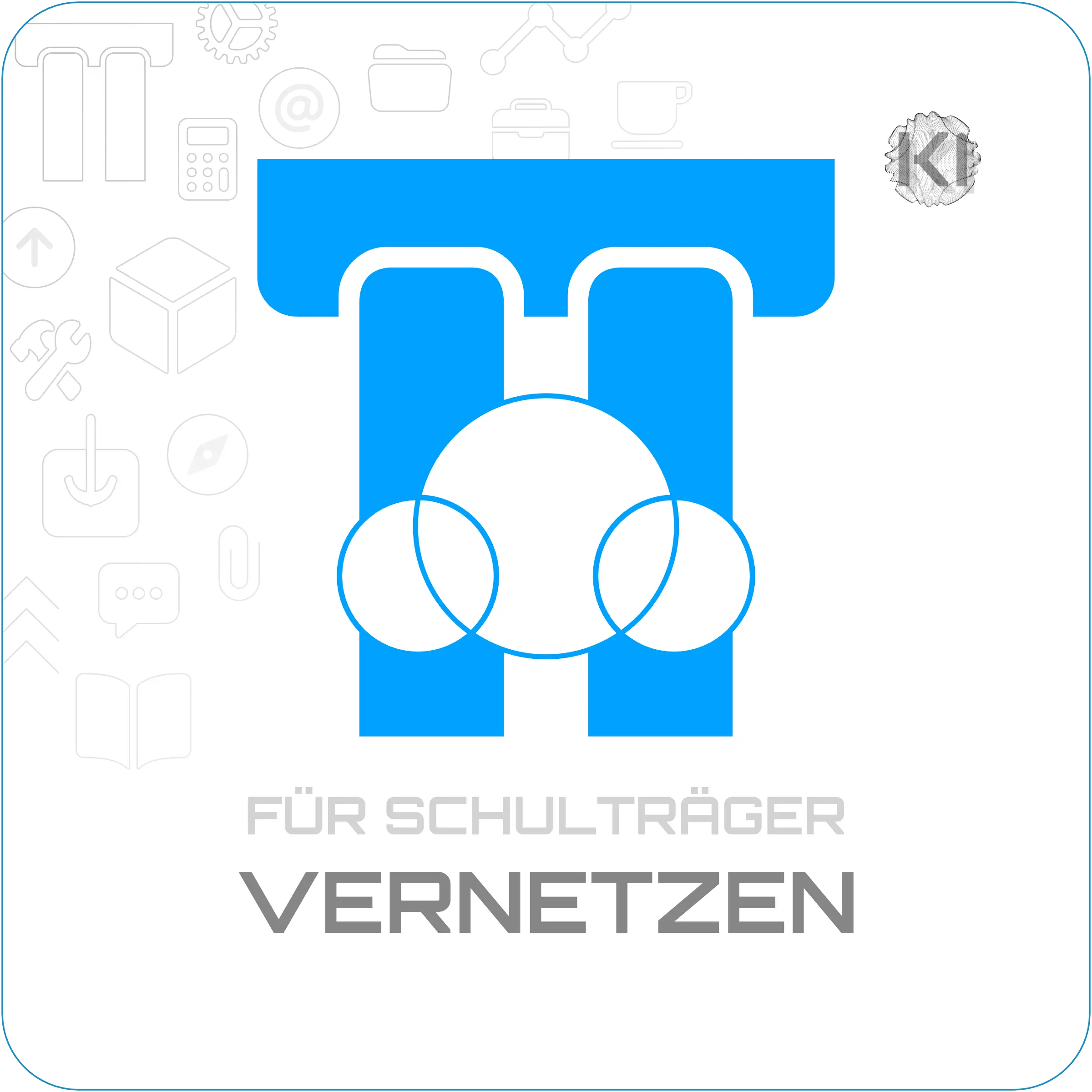 Für Schulträger – Vernetzen: Venn-Logik – überlappende Kreise als Metapher für koordinierte Zusammenarbeit mit Schule und Aufsicht.