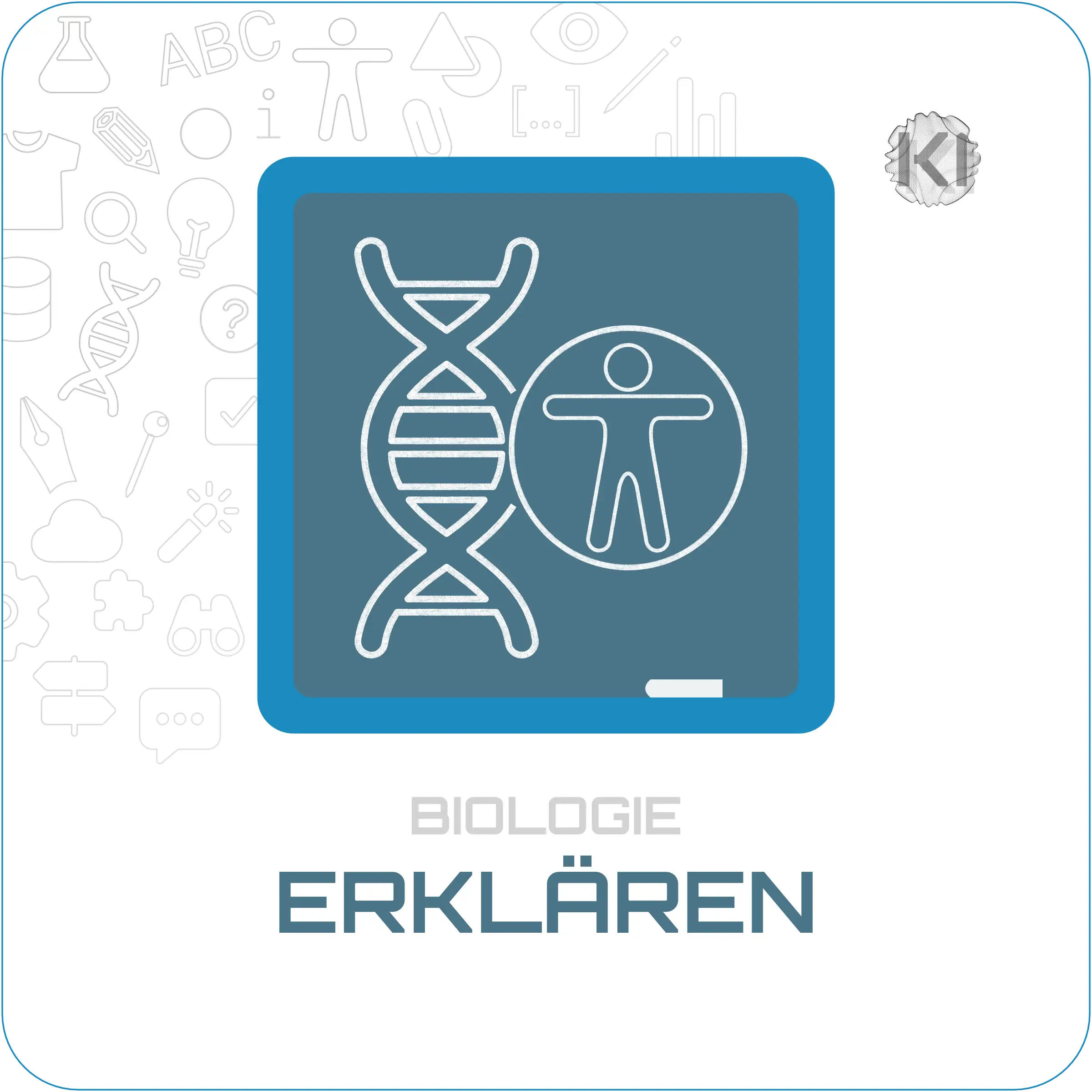 Schulfach – Biologie – Erklären: DNA-Helix und Mensch im Kreis als Metapher für biologische Zusammenhänge