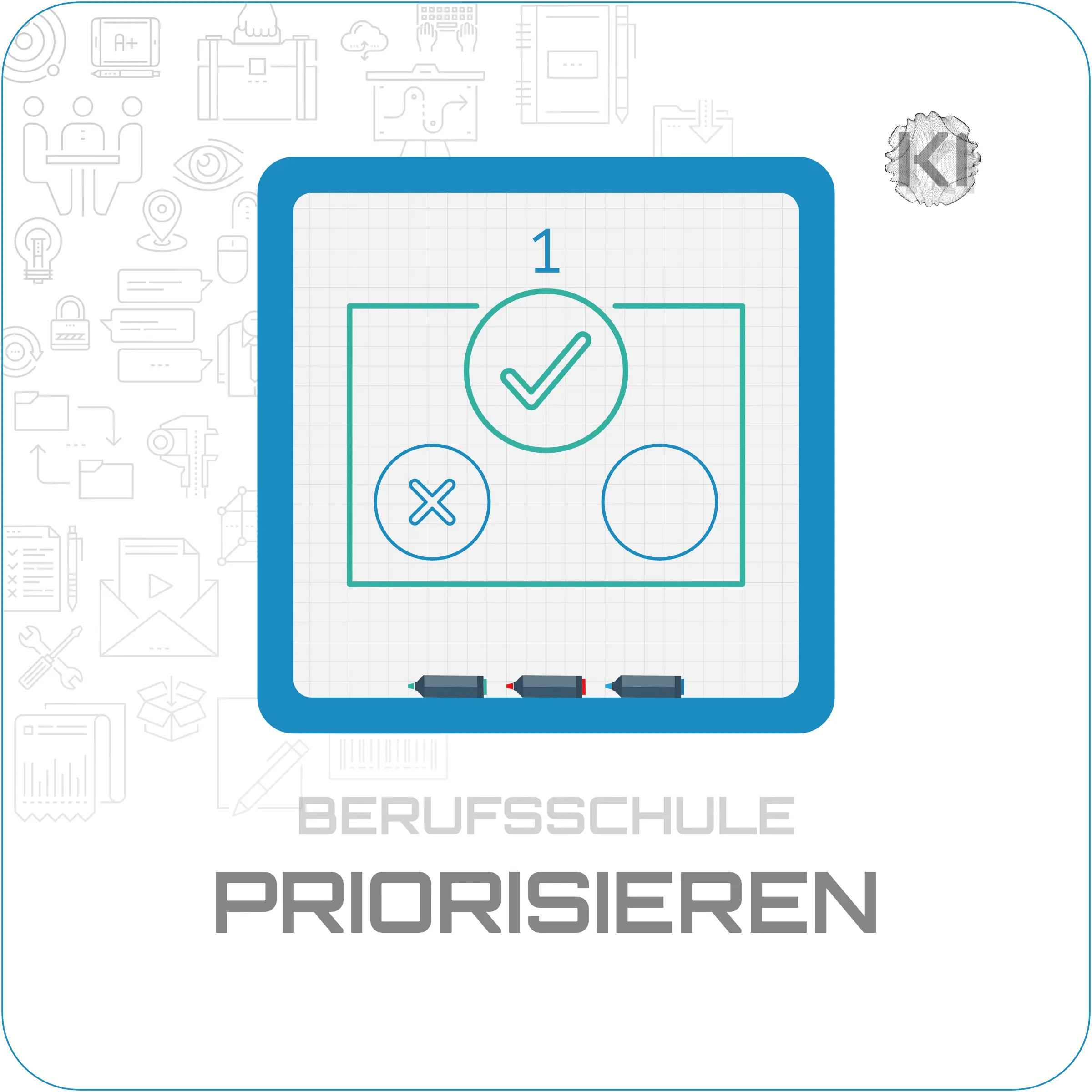 Berufsschule – Priorisieren: Listen- und Zeitsymbole als Metapher für Organisation im Ausbildungsalltag