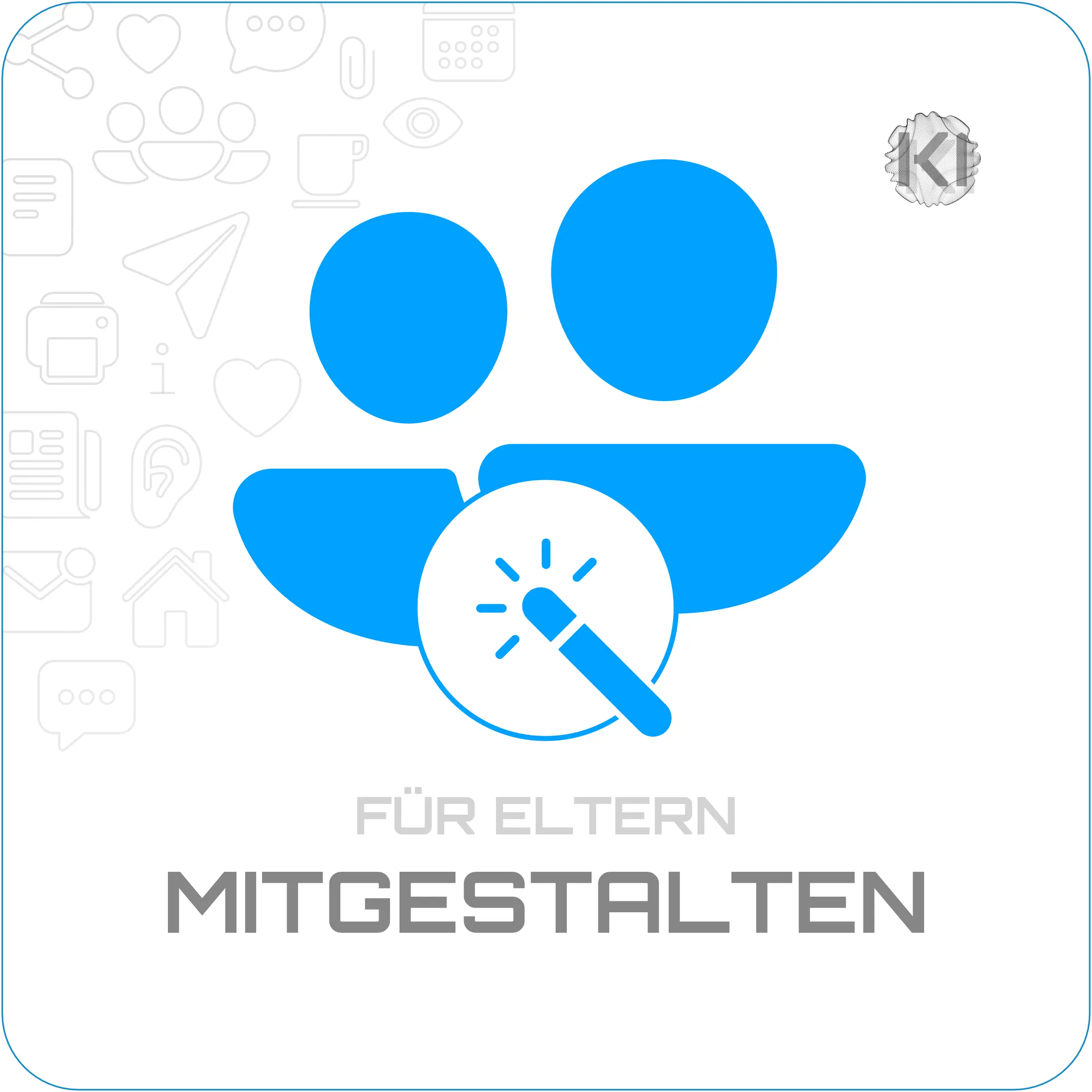 Für Eltern – Mitgestalten: Ein Stab mit Strahlen als Metapher für gemeinsames Gestalten im schulischen Miteinander.