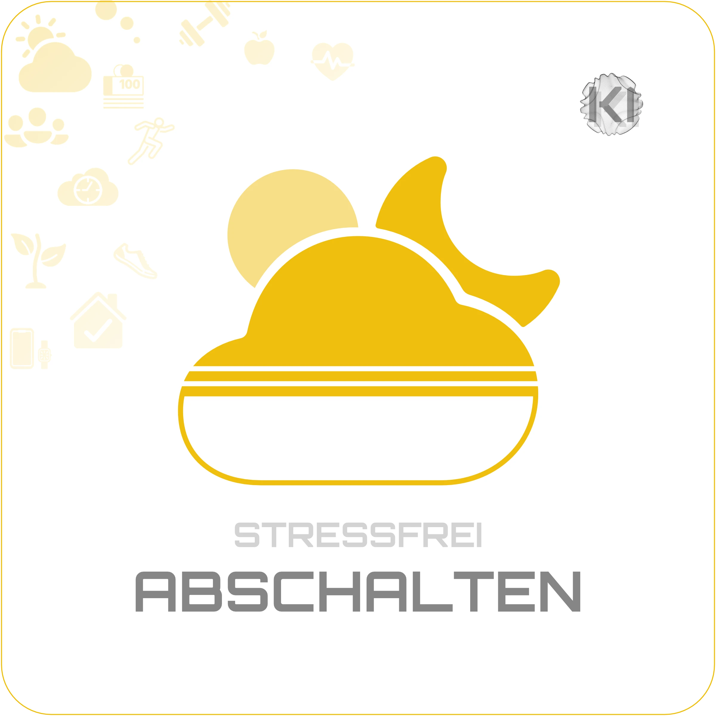 Alltag – ABSCHALTEN: Sonne und Wolke als Symbol für Tagesabschluss im Alltag und mentale Entlastung am Abend für erholsamen Übergang